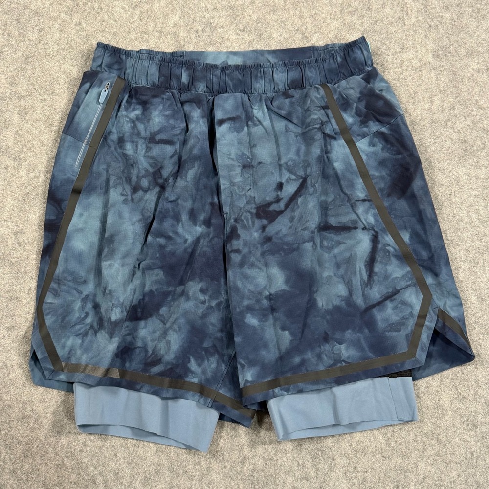 Lululemon Athletica Tidal Dye River‎ Blue 6" Lined Surge Shorts Men's Size Small
